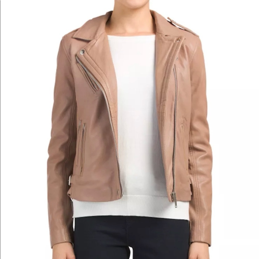 Amaryllis Blush Leather Moto Jacket
